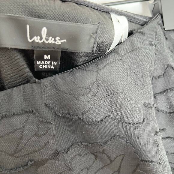 Lulus Womens Love You So Truly Strapless Midi Dress M Black Burnout Floral - Picture 7 of 13